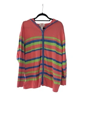 Quacker Factory Striped Hooded Zip-up Sweater 2X - Image 1 of 4