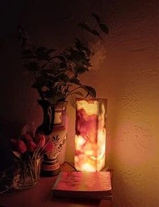 Onyx Crystal Cube Shape 12in Lamp Natural Stone Elegance for Home Decoration - Picture 1 of 9
