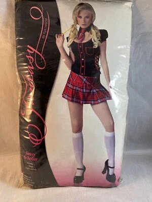 Sexy Sassy Scholar Costume Black Red Plaid Medium/Large 10-14 NEW - Image 1 of 3