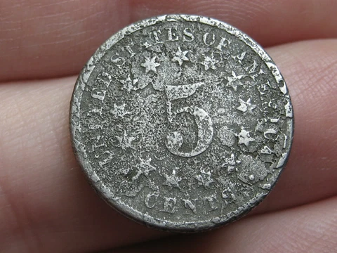 1871 Shield Nickel 5 Cent Piece- About Good Details Cover
