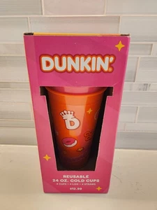 NEU Dunkin Donuts DunKings DunQueens 2025 4x wiederverwendbare 24oz Cold Cups mit Deckel - Bild 1 von 24