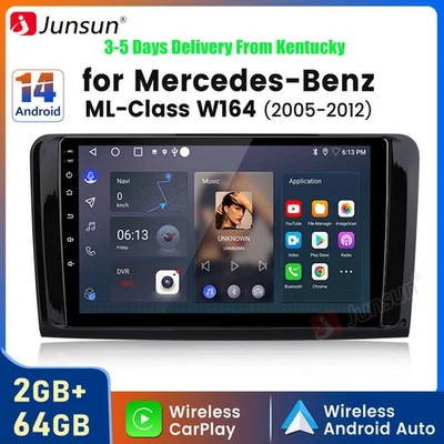 For Mercedes Benz W164 ML350 X164 2+64GB Carplay Android14 Car Radio GPS Navi FM Foto 1 de 4
