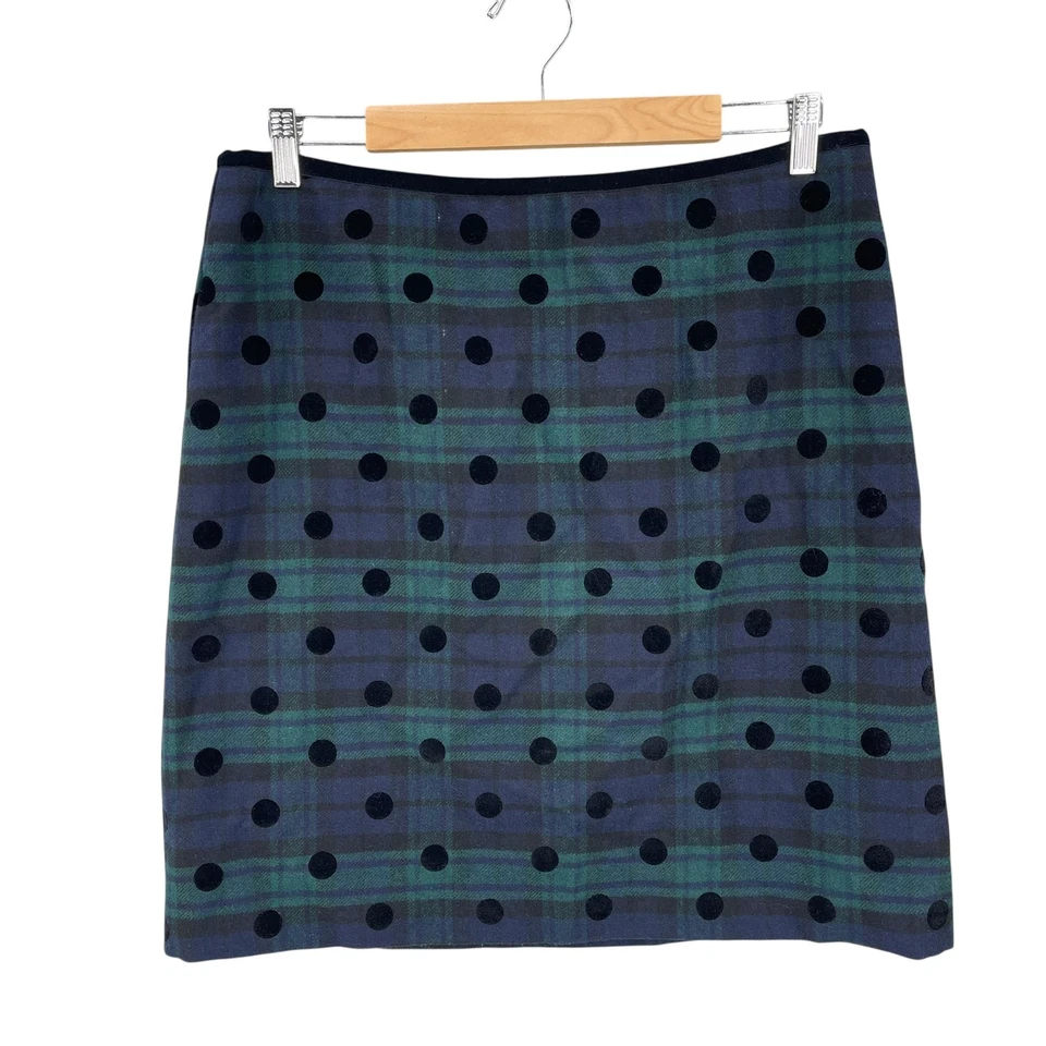 Talbots Academia Skirt Women Preppy Plaid Polka Dot Wool Blend Lined Size 12 - Image 1 of 4