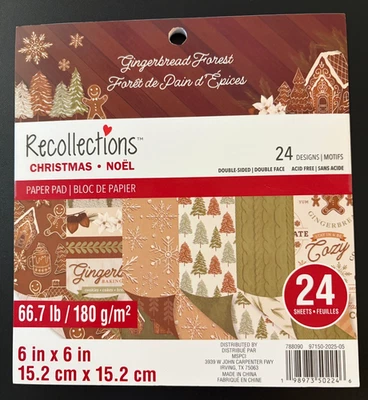 GINGERBREAD FOREST 6X6 SCRAPBOOK PAPER PAD 24 SHEETS ~ RECOLLECTIONS - Image 1 of 4