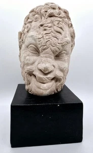 Antica o Vintage Satiro Bacco Pan Pietra Intagliata Busto Testa Scultura Grottesca - Foto 1 di 9