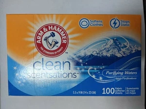 Arm & Hammer Clean Sensations Purifying Waters Fabric Softner Sheets 100 ct - Picture 1 of 1