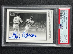 POP 2 HANK AARON PSA 10 2020 TOPPS ARCHIVES SNAPSHOTS BLACK & WHITE AUTO GEM 2/5 - Picture 1 of 2