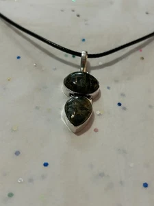 Natürlicher Edelstein 925 Sterling Silber Platte Anhänger + modische Ohrringe - Bild 1 von 7