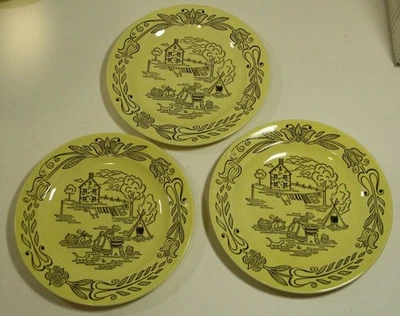 Vtg Lot of 3 Royal China "Bucks County" 7 ¼” Salad Plates ~ EUC ~ No Backstamps - Image 1 of 3