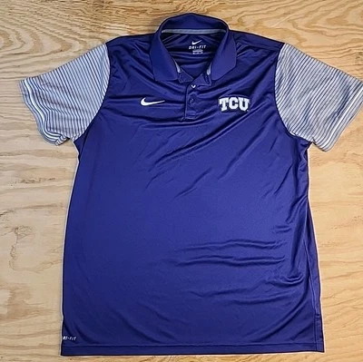 TCU Horned Frogs Logo Purple Lightweight Nike Polo Shirt Mens 2XL - Image 1 of 4