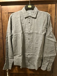 Men’s new Zara dark grey 100% Linen shirt 38-40 inch Chest (M) RRP £45 - Picture 1 of 5