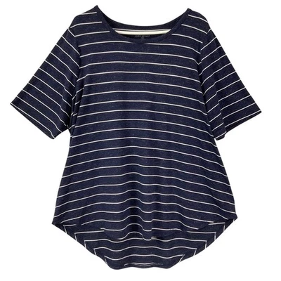 Top túnica Lane Bryant azul marino blanco a rayas metálico alta baja talla grande 18/20 Foto 1 de 4