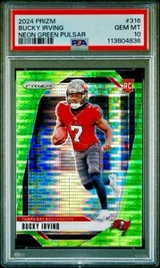 2024 Panini Prizm #316 Bucky Irving Neon Green Pulsar Rookie (RC) LOW POP PSA 10 - Bild 1 von 2