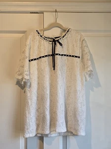 Top Karl Lagerfeld Para Mujer Blanco Encaje Adornado Perla Sin Mangas XL Nuevo - Imagen 1 de 12