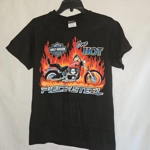 Camicia Vintage 1997 Y2k Harley Davidson One Hot Piece of Steel Nera Taglia S  - Foto 1 di 10