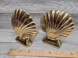 Vintage Baldwin Clam Shell Brass Bookends Pair Henry Ford Museum Greenfield Vlg - Picture 1 of 7