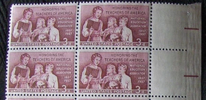 US 3¢ stamp SC #1093 Teachers of America block of 4 MNH 1957. - Picture 1 of 2