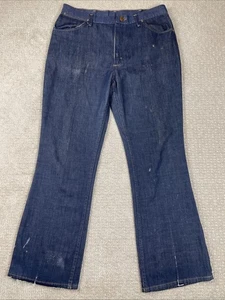 Vintage 60er 70er Wrangler Jeans Herren passt 33x31 Bell Bottom Dark Denim Flare USA - Bild 1 von 18