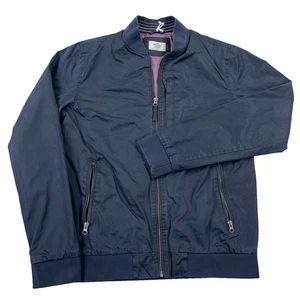 Marine Layer Men Small Dry Wax Rossland Full Zip Bomber Lined Navy Blue Full Zip - Picture 1 of 13