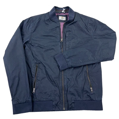 Marine Layer Men Small Dry Wax Rossland Full Zip Bomber Lined Navy Blue Full Zip - Image 1 of 4