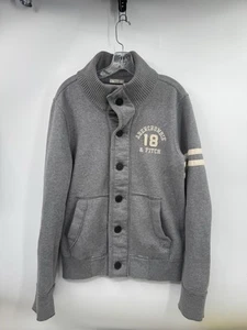 Abercrombie & Fitch Cardigan Mens XL Grey muscle Fit Pockets Sweater Y2K - Picture 1 of 8