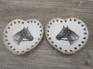 Vintage Heart Shaped Horse Portrait wall plates Lot of 2 5" - Picture 1 of 7