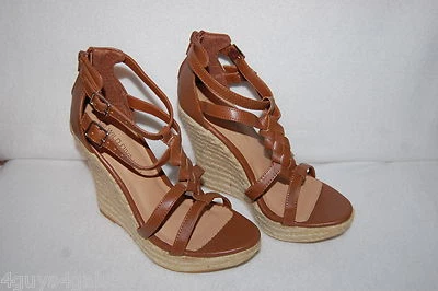 Mujer BOMBAS DE CUÑA GLADIADOR MARRÓN CON TIRAS 5.5" Tacón Alto PLATAFORMA PUNTERA Talla 8.5 Foto 1 de 4