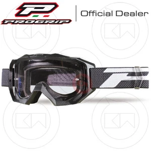 MASCHERA PROGRIP OCCHIALI MOTO CROSS ENDURO 3200 Carbonio Lente Trasparente - Foto 1 di 3