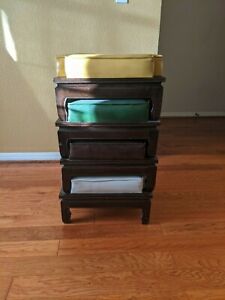 Set of four stackable footstools