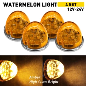 4PCS Watermelon LED Bulbs Light Amber Lens Lights Kit For Truck Van Trailer RV - Picture 1 of 13