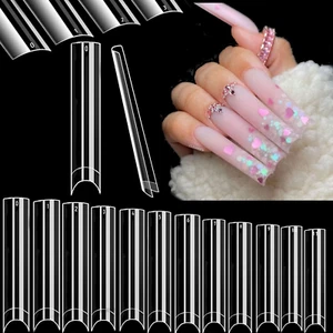 Extra Long No C Curve Straight Square Nail Tips - 500 Pcs Flattened XXL None Cur - Picture 1 of 6
