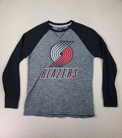 Portland Trailblazers Mens Medium Crew Neck Gray Black Colorblock NBA Basketball Cover