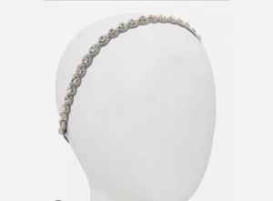 NWT New Deepa Gurnani Silver Kristin Headband Embroidered Hair Festival Jewelry - Picture 1 of 5