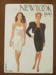 NEW LOOK - 6640 LADIES FITTED DRESS SCALLOP NECKLINE STRAPS BOLERO 6-16 UNCUT - Picture 1 of 2