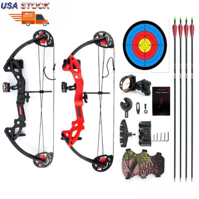 Kit de arco composto para adolescentes mão direita com 30" conjunto de caça alvo flecha arco e flecha 15-29 lb - Imagem 1 de 4