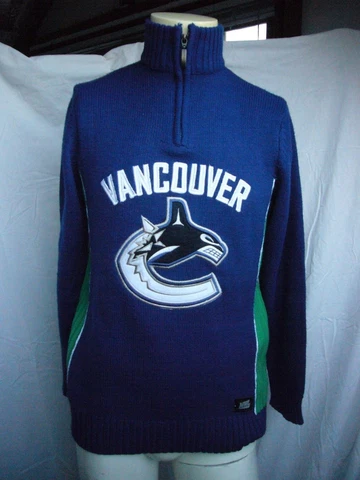 Vancouver Canucks NHL Official Licensed Sweater Knit Pullover 1/3 Zip Ilanco Cover