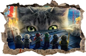 LEGO NINJAGO und Katze WANDAUFKLEBER Loch in der Wand Aufkleber Wandtattoo 104 - Bild 1 von 4