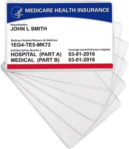 Medicare Card Holder Protector Sleeves, 12Mil Clear PVC-(Matte 10 Pack) - Picture 1 of 3