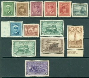 EDW1949SELL: CANADA 1942-43 Scott #249-61 Very Fine-Extra Fine, Mint NH Cat $88 - Bild 1 von 2