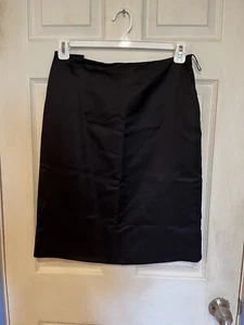 Banana Republic Black Label Skirt Womens 6 Black Knee Straight Silk 23” Zip Up - Picture 1 of 5