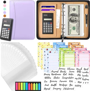 Budget Binder with Zipper Envelopes, Cash Envelopes for Budgeting, A6 PU Leat... - Picture 1 of 1