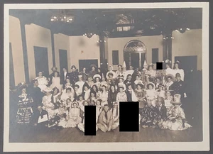 School Children Halloween Costume Portrait on Board Antique c.1920 Ghost Clown - Picture 1 of 10