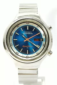 Orologio Seiko Sports Speed Timer 7015-8000 vintage watch blu dial clock rare - Foto 1 di 20
