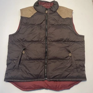 Guess Jeans Gilet Mens XL Brown Feather Down Vest Quilted Body Warmer Workwear - Picture 1 of 11