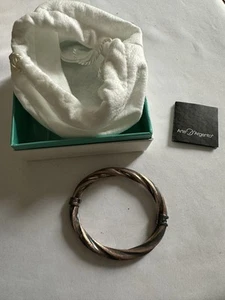 Stamped 925 Sterling Silver Italy Textured Twisted Hollow Bangle Bracelet 21.96g - Picture 1 of 9