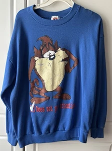 Vtg Taz Sweatshirt XL Does Not Pay Attention 90s Looney Tunes Crewneck 1997 - Picture 1 of 13