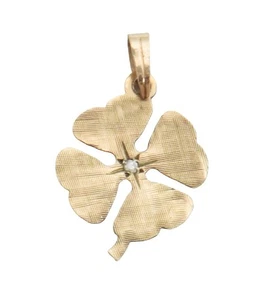 10k Yellow Gold Four 4 Leaf Clover Charm - Picture 1 of 3
