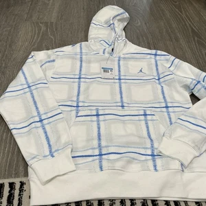 Jordan Brand Fleece Pullover Hoodie FV7458-100 White/Blue Men’s Size: Medium - Picture 1 of 5