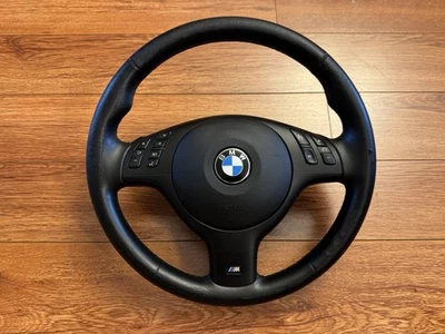 OEM 2001-2006 BMW E39 540i M5 E46 M3 330i M-Sport Complete Steering Wheel Black - Image 1 of 4