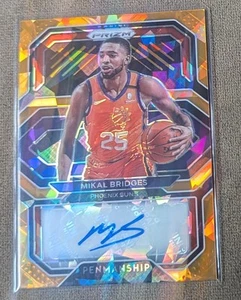 MIKAL BRIDGES 2020-21 Panini Prizm #PE-MKL Penmanship ORANGE CRACKED ICE AUTO SP - Picture 1 of 2